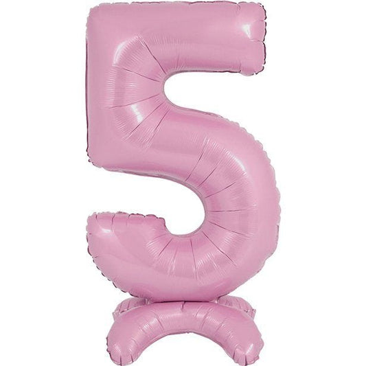Number 5 Standing Pastel Pink Balloon - 25" Foil