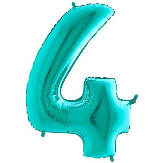 Number 4 Tiffany Blue Foil Balloon - 40"