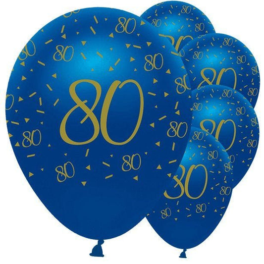 Navy & Gold Geode 80th Birthday Latex Balloons - 12" (5pk)