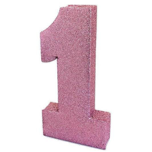 Age 1 Pink Glitter Table Decoration - 20cm