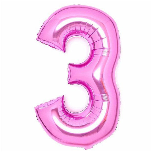 Number 3 Pink Foil Balloon - 34"