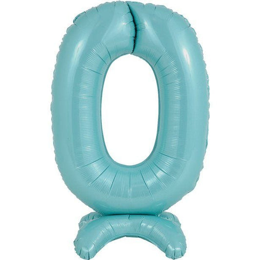 Number 0 Standing Pastel Blue Balloon - 25" Foil