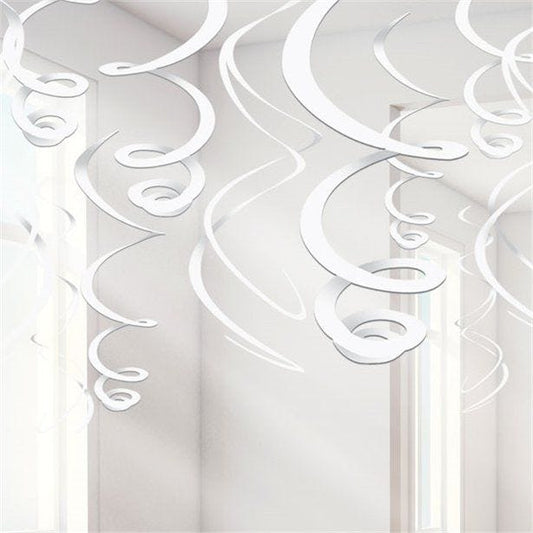 White Hanging Swirls Decoration - 55cm (12pk)