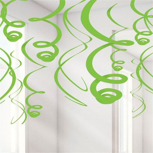 Lime Green Hanging Swirls Decoration - 55cm (12pk)
