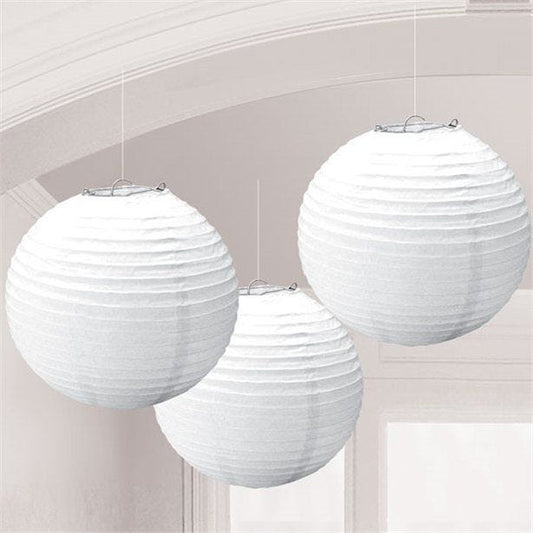 White Paper Lantern Decorations - 24cm (3pk)