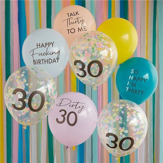 Happy Fucking Birthday 30th Latex Balloons - 12" (8pk)
