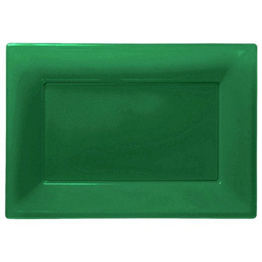 Green Plastic Serving Platters - 23cm x 32cm (3pk)