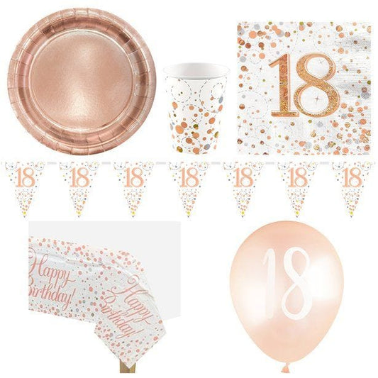 18th Sparkling Fizz Birthday - Deluxe Party Pack for 8