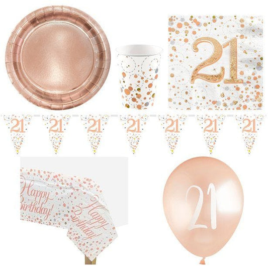 21st Sparkling Fizz Birthday - Deluxe Party Pack for 8