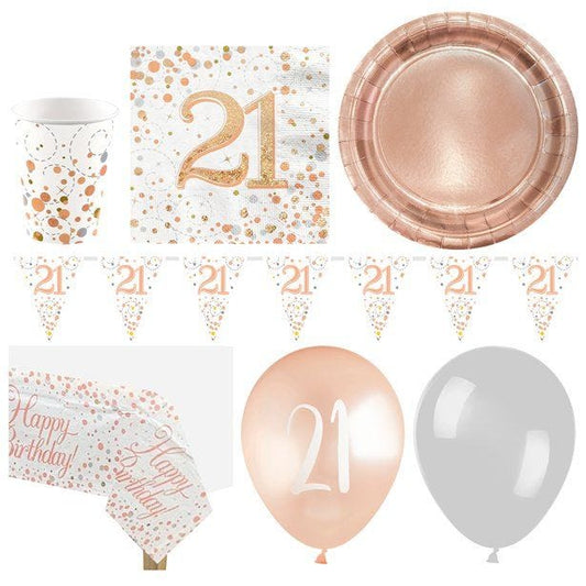 21st Sparkling Fizz Birthday - Deluxe Party Pack for 16
