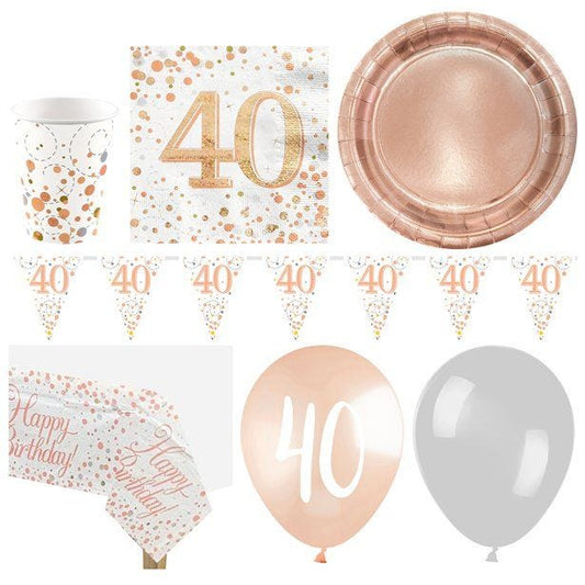 40th Sparkling Fizz Birthday - Deluxe Party Pack for 16