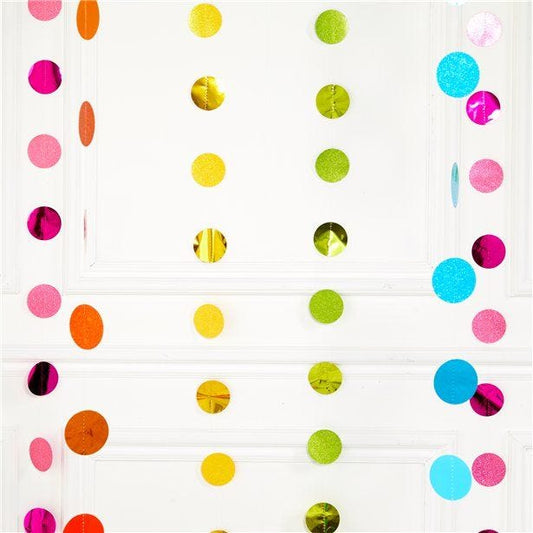 Multi Coloured Glitter Hanging String Decorations - 2.1m (6pk)
