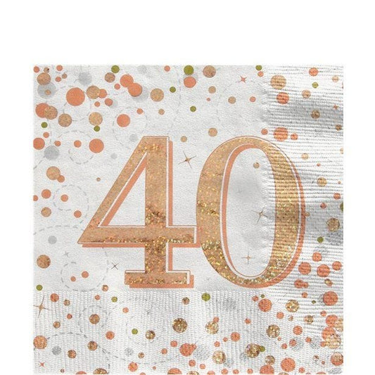 Sparkling Fizz Happy 40th Birthday Napkins - 33cm (16pk)