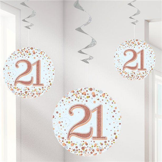 Sparkling Fizz 21st Hanging Swirls (6pk)