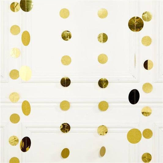 Gold Glitter Hanging String Decorations - 2.1m (6pk)