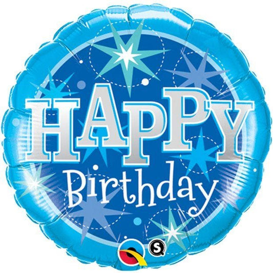 Happy Birthday Blue Sparkle Balloon - 18" Foil