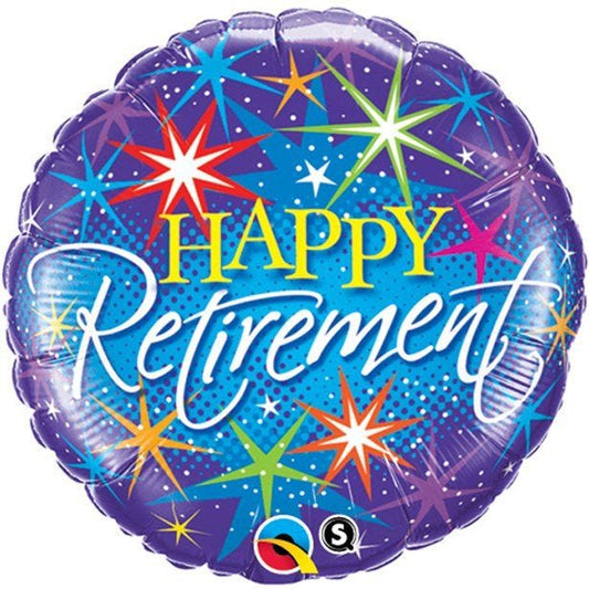 Happy Retirement Colourful Bursts Balloon - 18" Foil