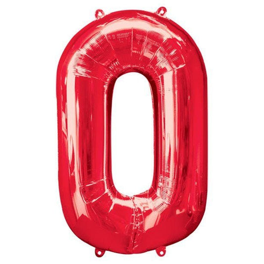 Number 0 Red Foil Balloon - 34"