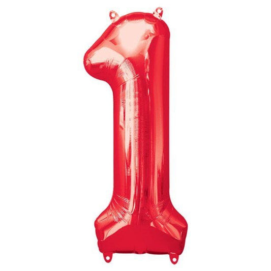 Number 1 Red Foil Balloon - 34"