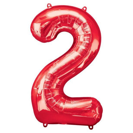 Number 2 Red Foil Balloon - 34"