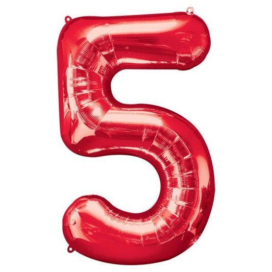 Number 5 Red Foil Balloon - 34"