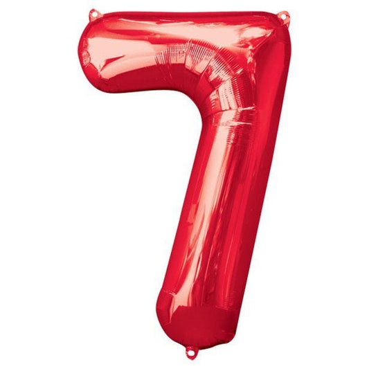 Number 7 Red Foil Balloon - 34"