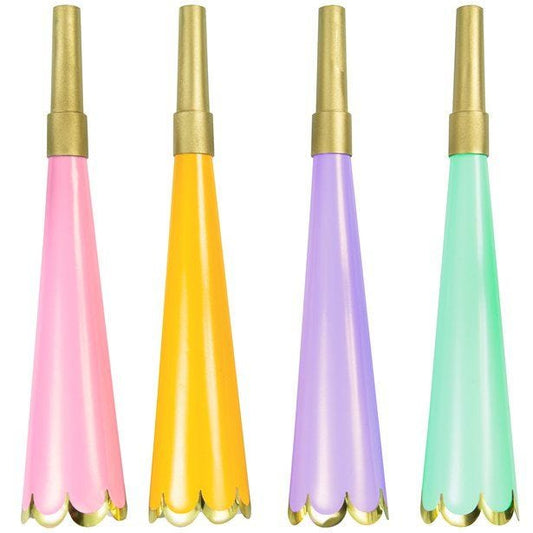 Scalloped Edge Colourful Foiled Party Blowers (4pk)