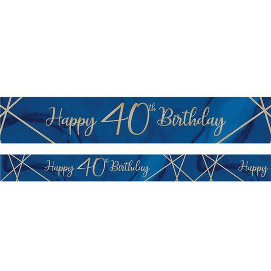 Navy & Gold Geode 'Happy 40th Birthday' Foil Banner - 2.74m