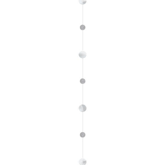 Silver Glitter Paper Circles Balloon Tail - 1.8m