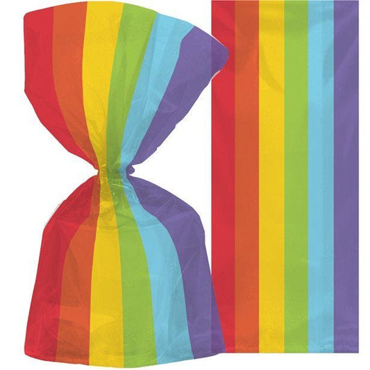 Large Rainbow Plastic Party Bags - 29cm (25pk)