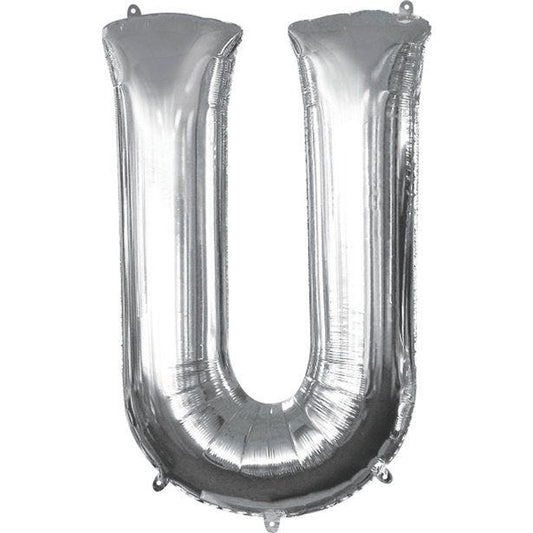 Silver Letter U Balloon - 16" Foil