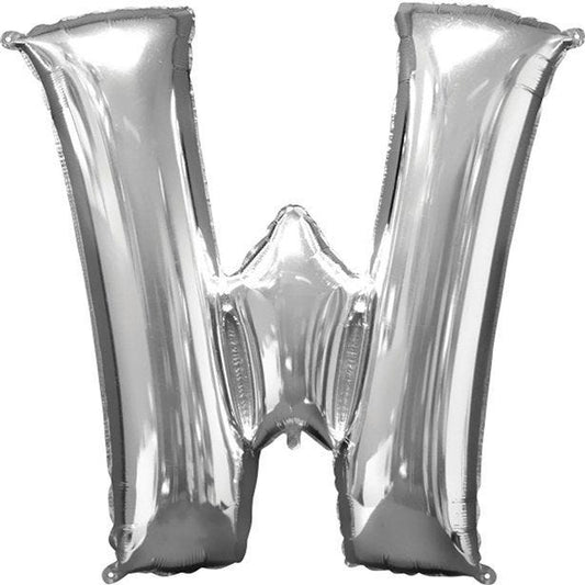 Silver Letter W Balloon - 16" Foil