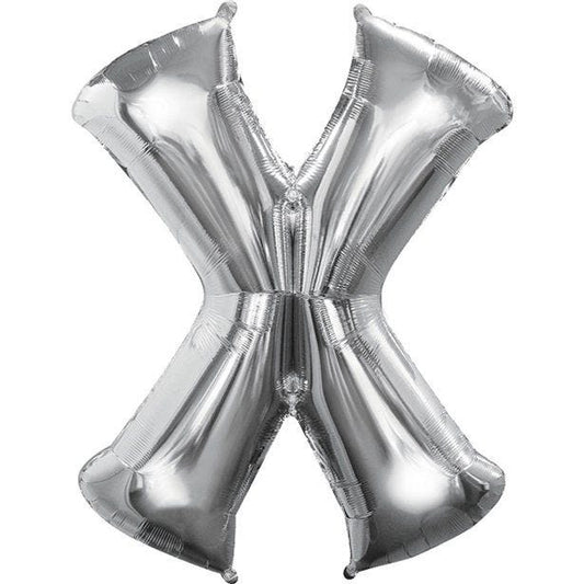 Silver Letter X Balloon - 16" Foil