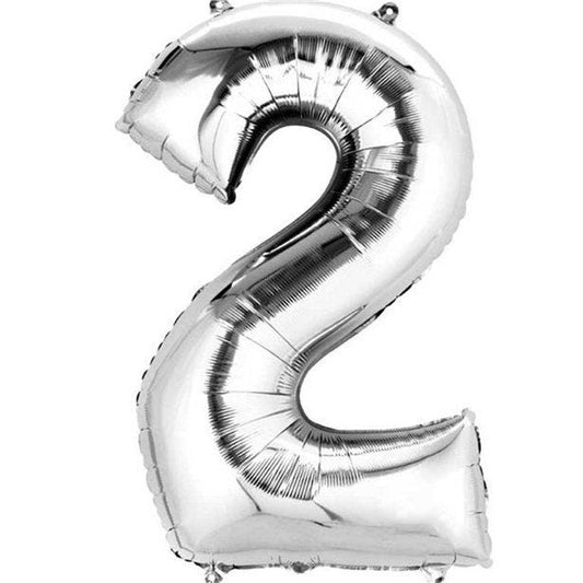 Silver Number 2 Balloon - 16" Foil