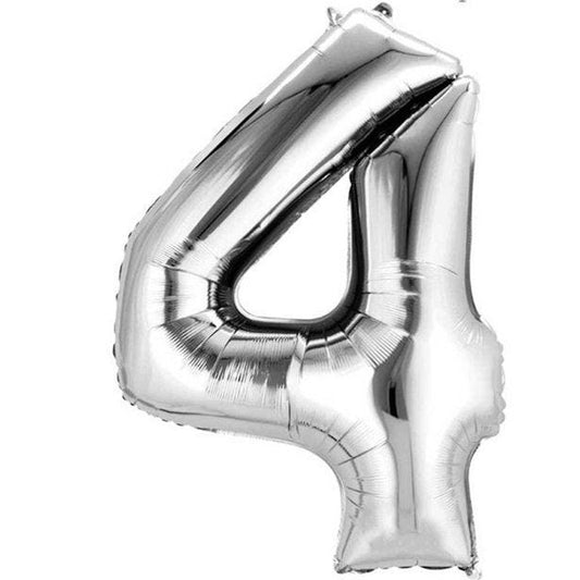 Silver Number 4 Balloon - 16" Foil