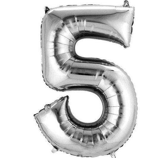 Silver Number 5 Balloon - 16" Foil