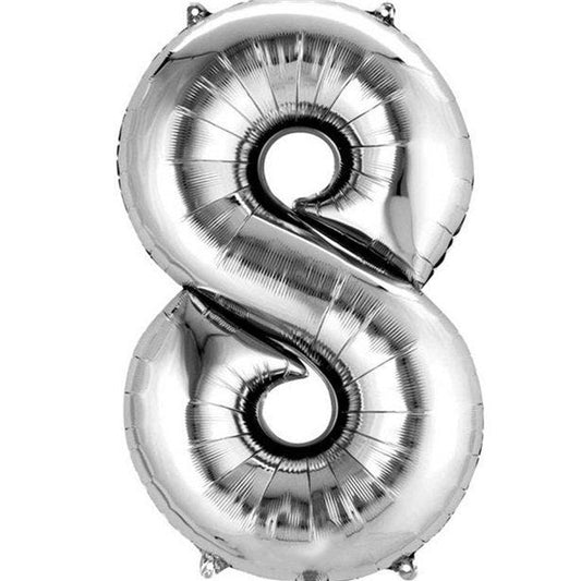 Silver Number 8 Balloon - 16" Foil