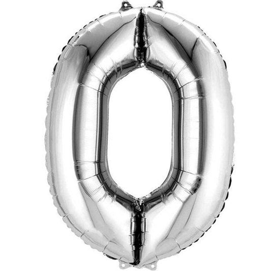 Silver Number 0 Balloon - 16" Foil