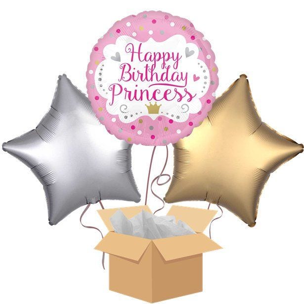 Princess Happy Birthday Balloon Bouquet - Delivered Inflated