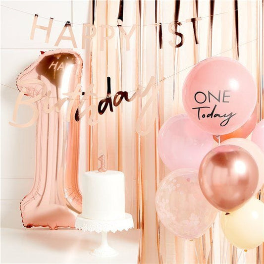 1st Birthday Rose Gold & Pink Decorating Kit