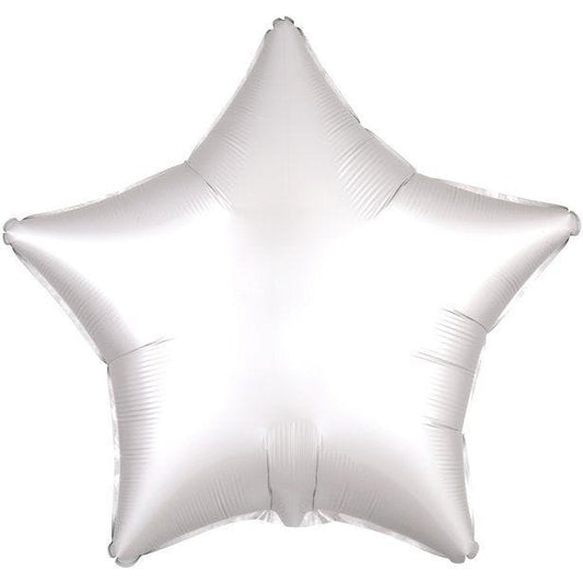 White Satin Luxe Star Balloon - 18" Foil