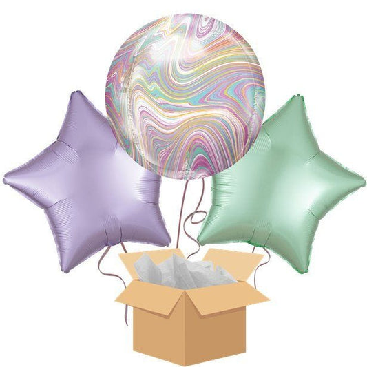 Pastel Marblez Orbz Balloon Bouquet - Delivered Inflated