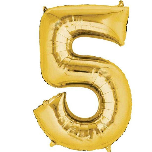 Gold Number 5 Balloon - 16" Foil