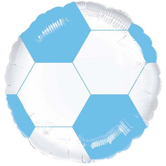Football Light Blue & White Foil Balloon - 18"