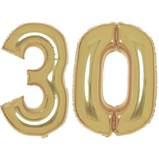 Age 30 White Gold Foil Balloon Kit - 34"