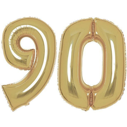 Age 90 White Gold Foil Balloon Kit - 34"