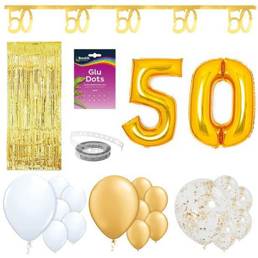 50th White & Gold Milestone Decorating Kit