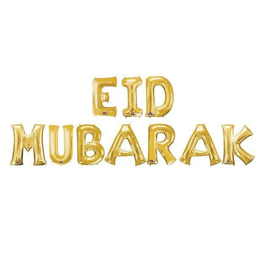 Eid Mubarak' Gold Foil Balloon Kit - 16"