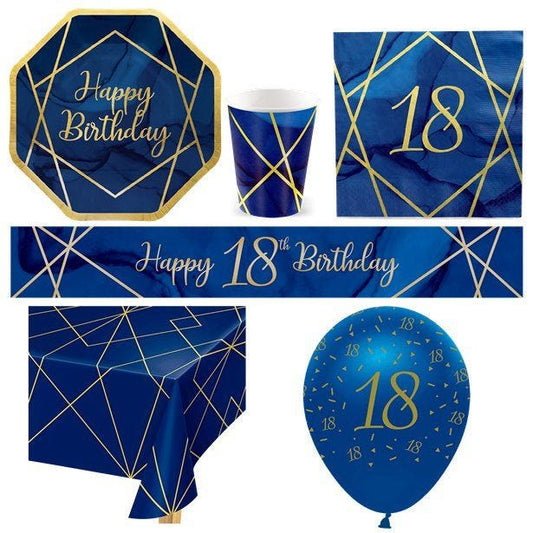 18th Navy & Gold Geode - Deluxe Party Pack for 8