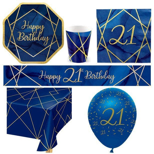 21st Navy & Gold Geode Party Pack - Deluxe Pack for 8